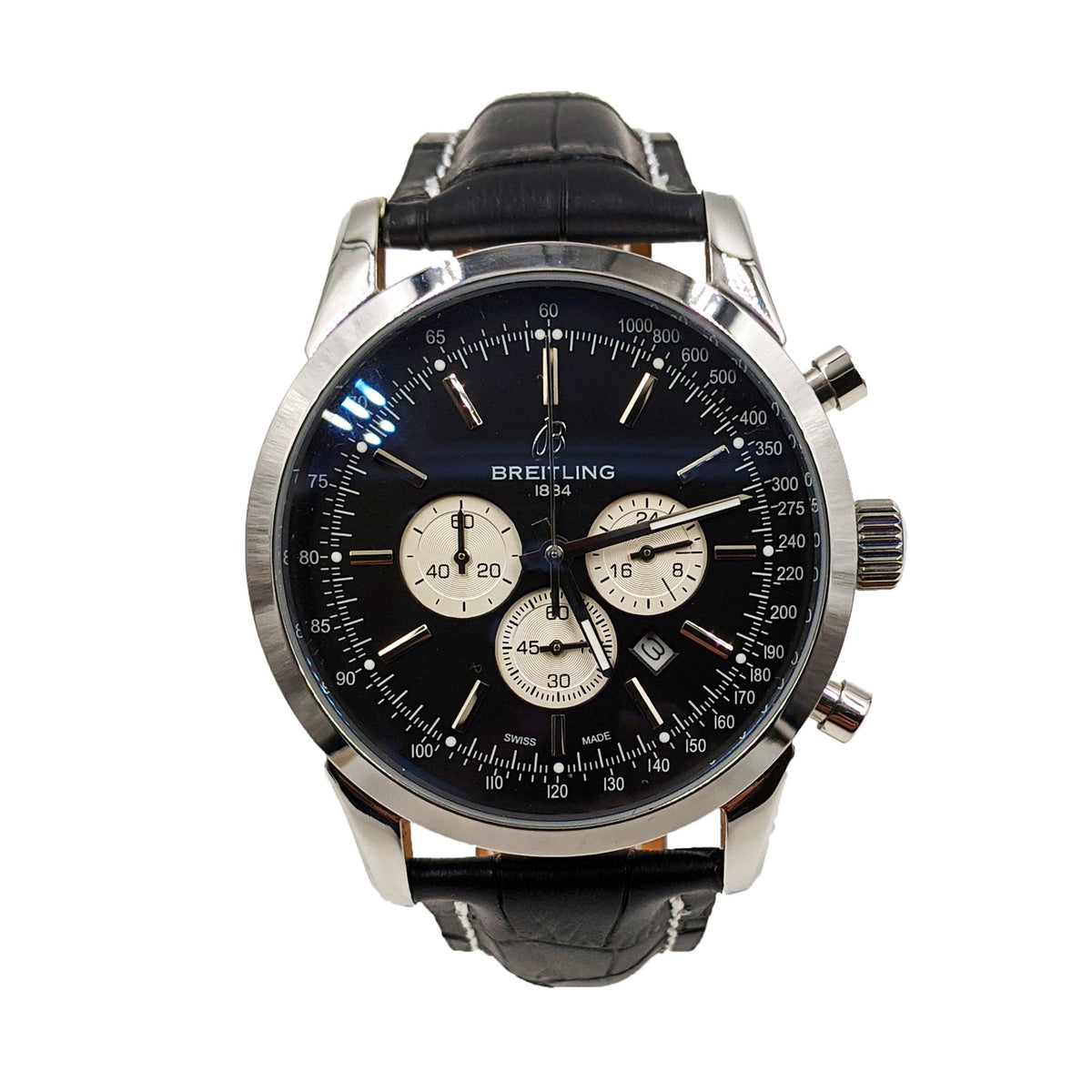 Ᏼrеіtlіnɡ Transocean Black leather