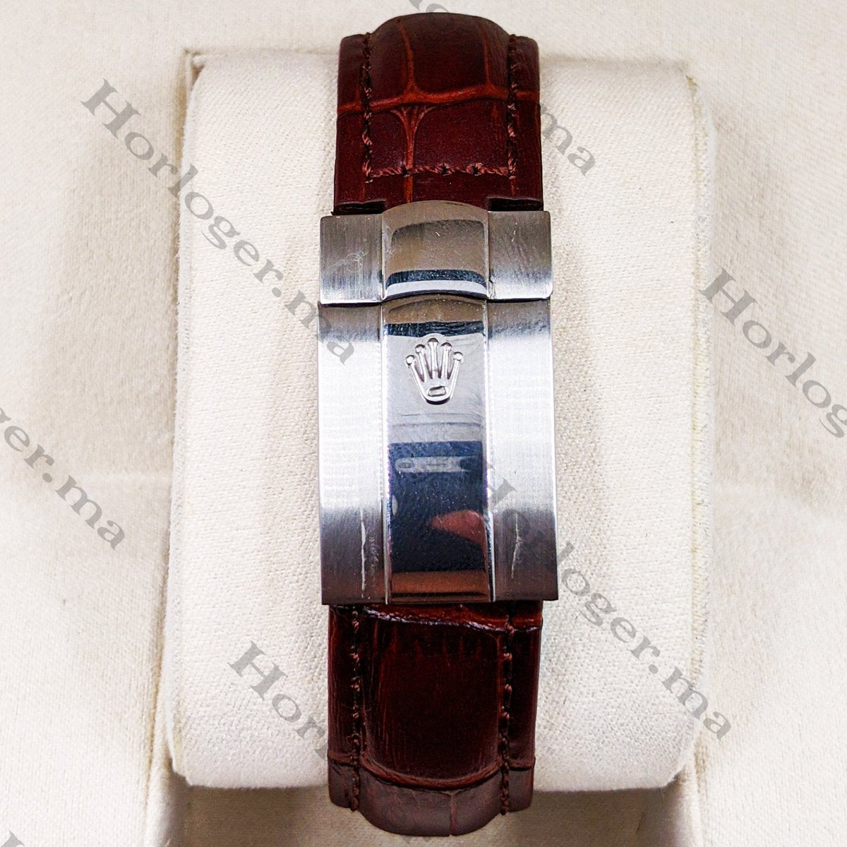 ᏒՕᏞΕХ Cellini Date Brown Leather Silver