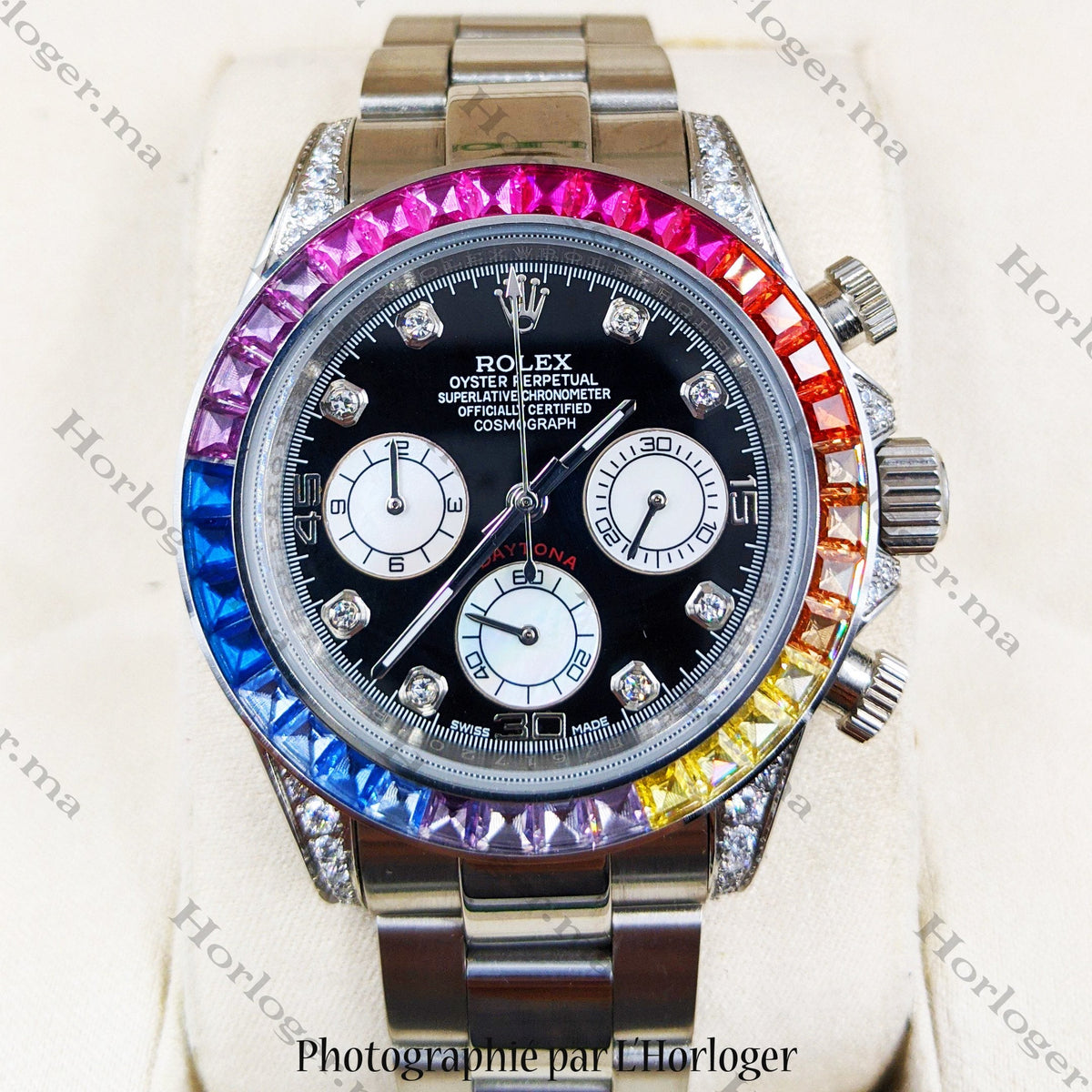 ᏒՕᏞΕХ Daytona Silver Rainbow Diamond