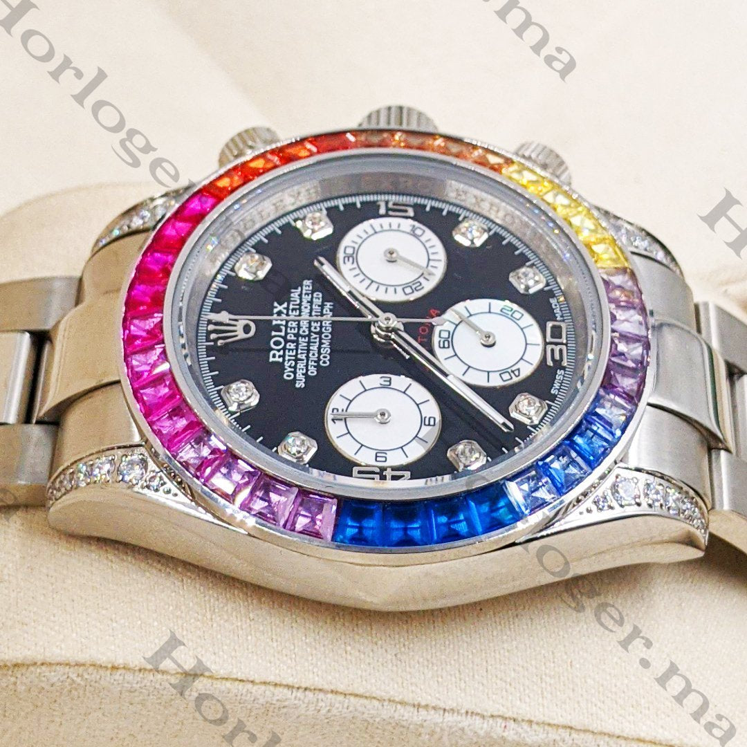 ᏒՕᏞΕХ Daytona Silver Rainbow Diamond