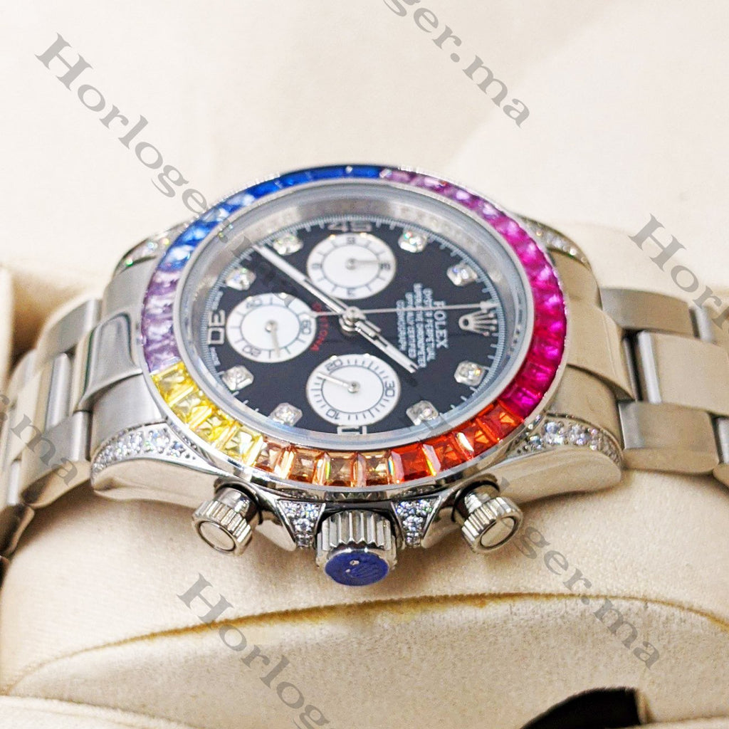 ᏒՕᏞΕХ Daytona Silver Rainbow Diamond