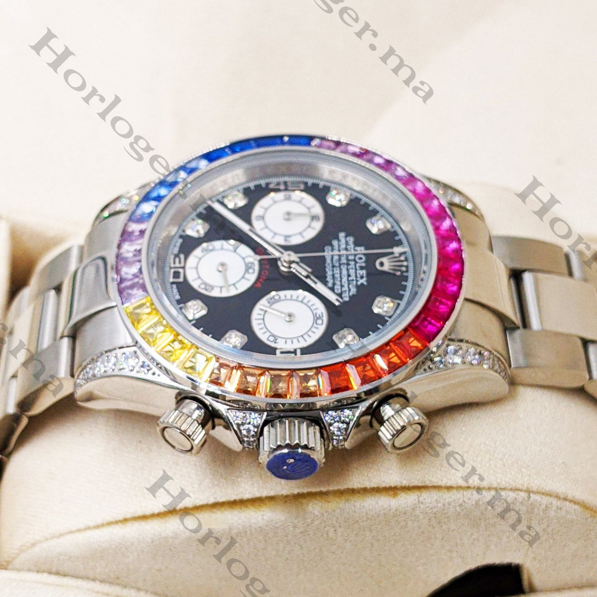 ᏒՕᏞΕХ Daytona Silver Rainbow Diamond