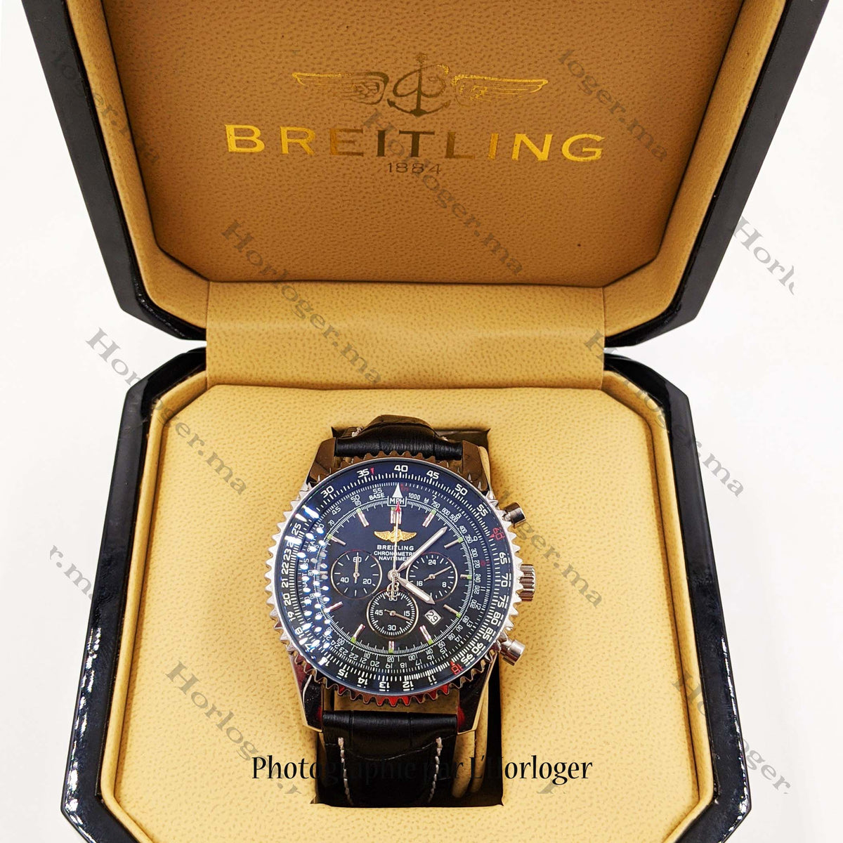 Ᏼrеіtlіnɡ A24322 Navitimer Black leather/ silver black (chro noir)