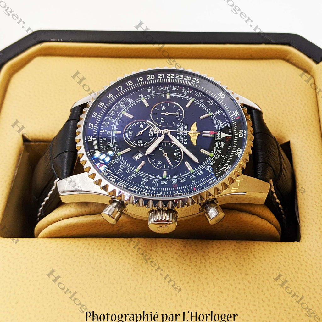 Ᏼrеіtlіnɡ A24322 Navitimer Black leather/ silver black (chro noir)