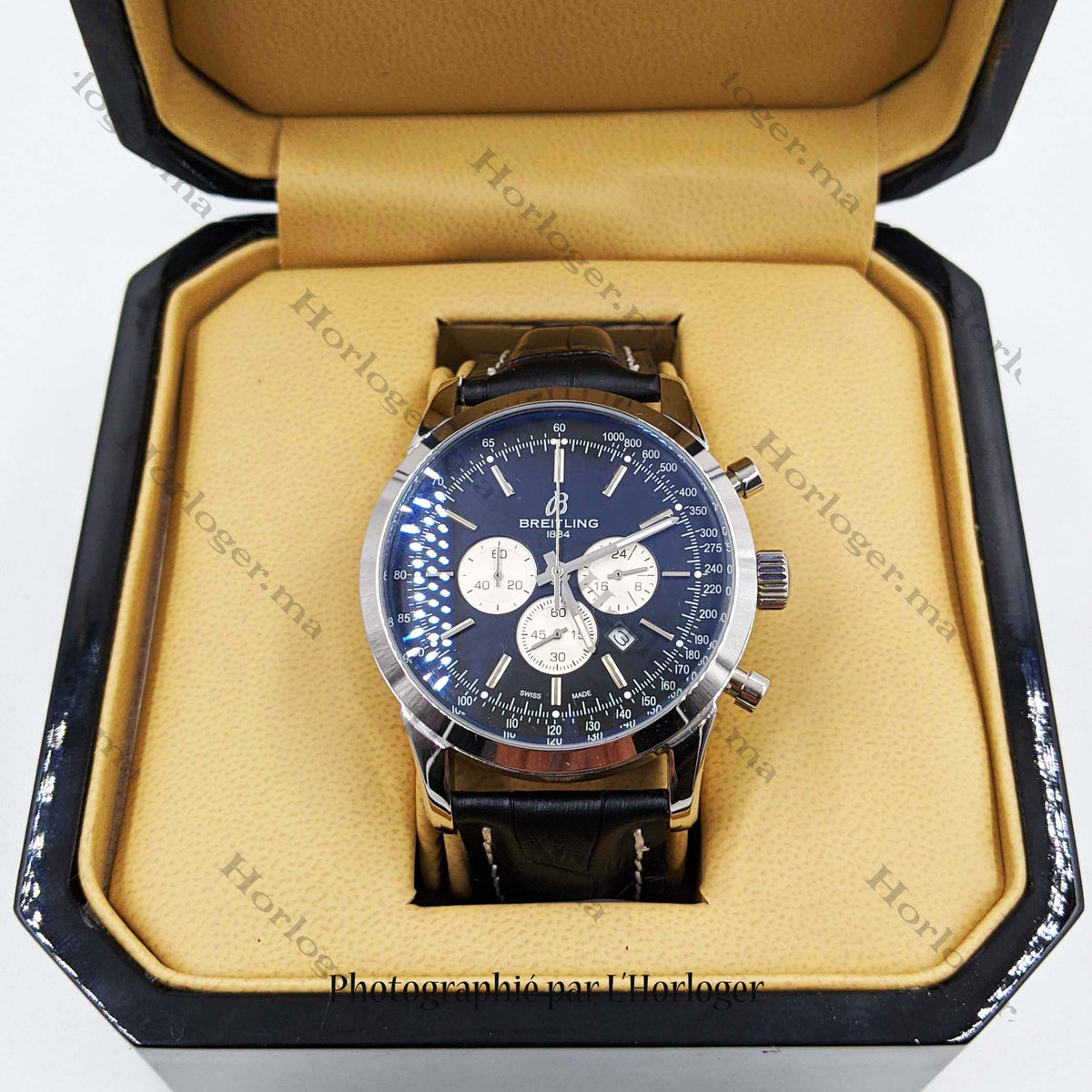 Ᏼrеіtlіnɡ Transocean Black leather
