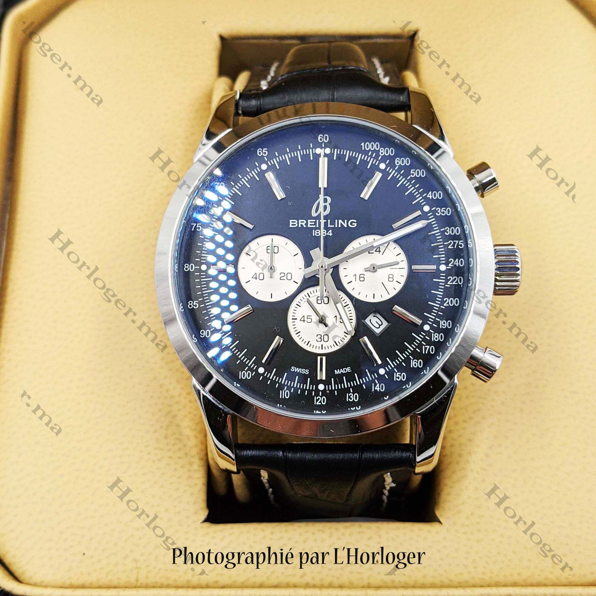 Ᏼrеіtlіnɡ Transocean Black leather