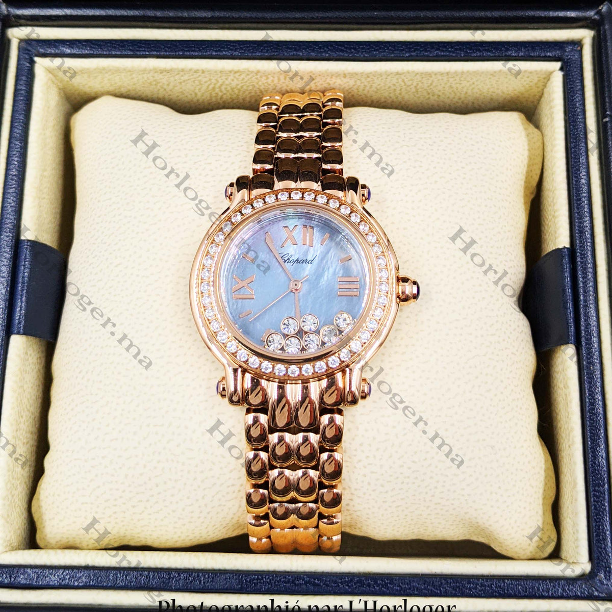 Сhоpɑrd Happy Sport Rosegold Blue Dial
