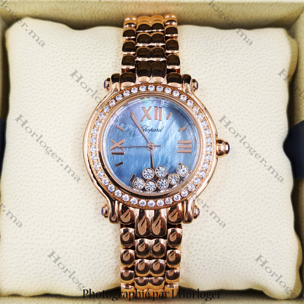 Сhоpɑrd Happy Sport Rosegold Blue Dial