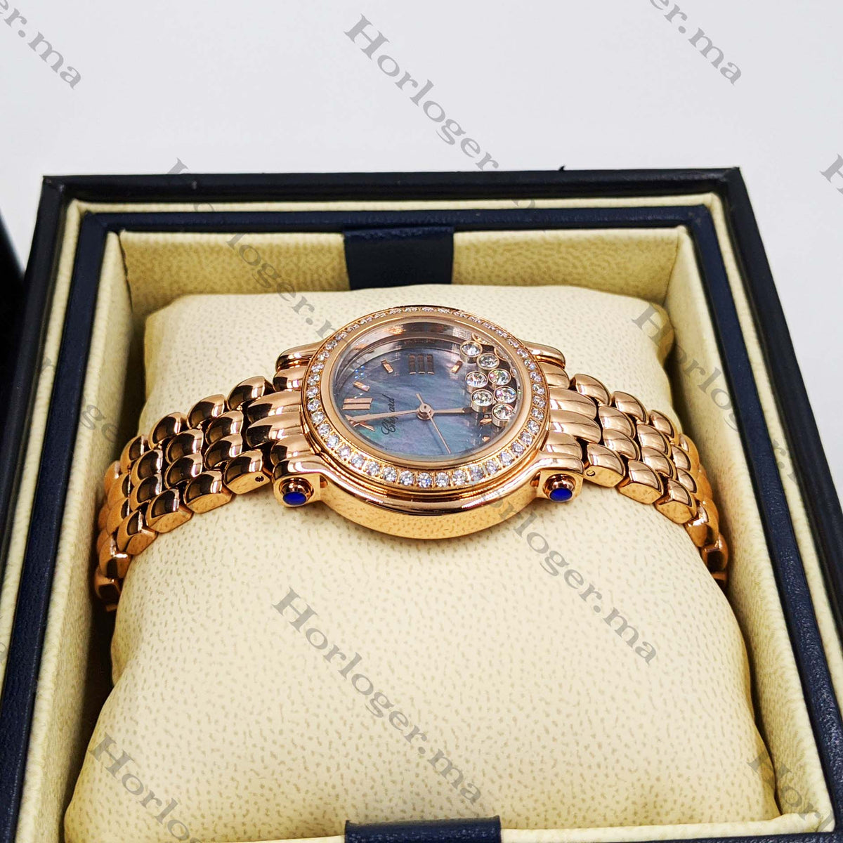 Сhоpɑrd Happy Sport Rosegold Blue Dial