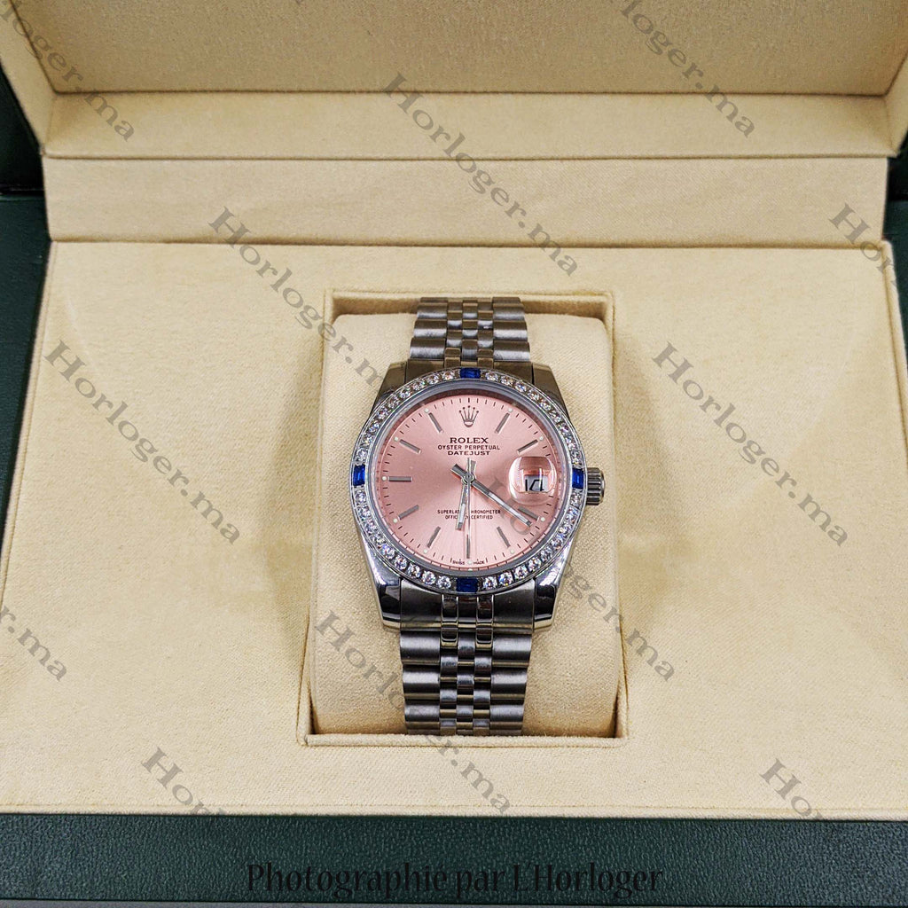 ᏒՕᏞΕХ Datejust Silver rose sertie
