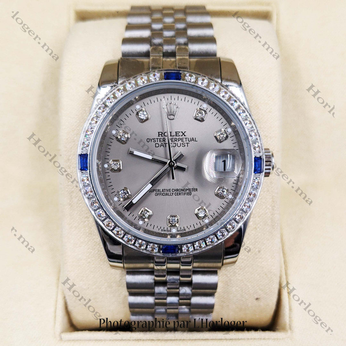ᏒՕᏞΕХ Datejust Fond Gris Sertie