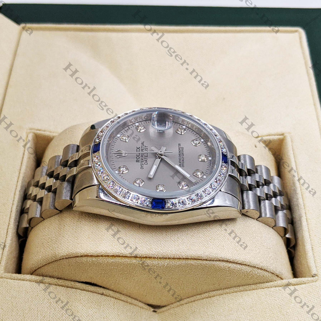ᏒՕᏞΕХ Datejust Fond Gris Sertie