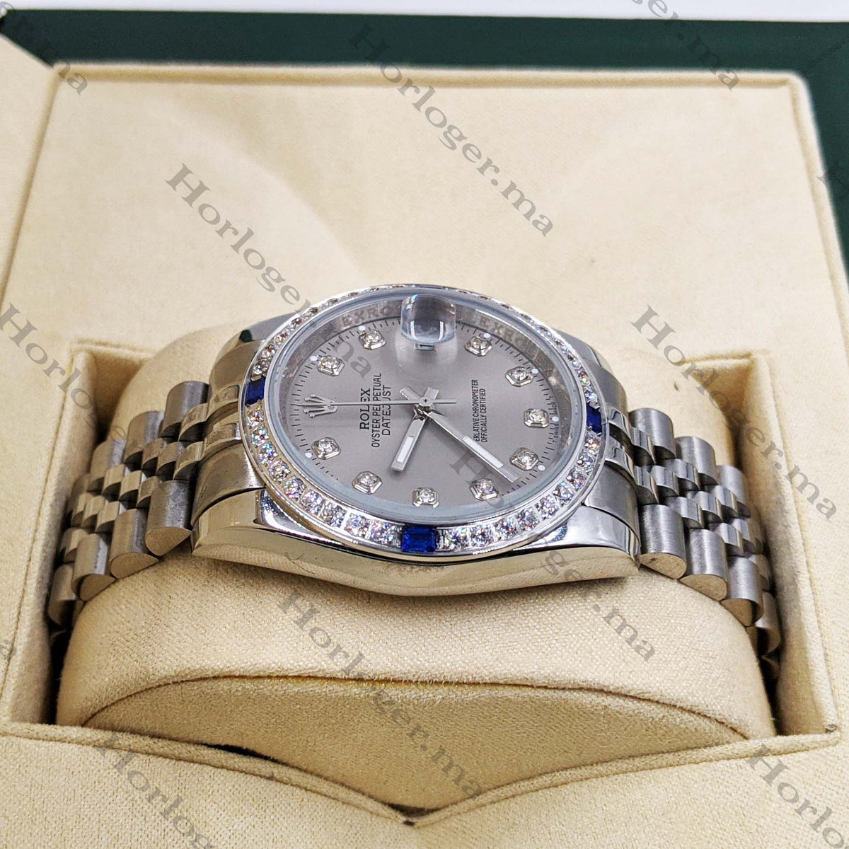 ᏒՕᏞΕХ Datejust Fond Gris Sertie