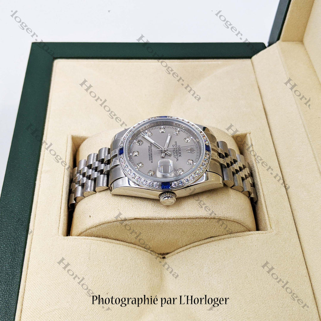 ᏒՕᏞΕХ Datejust Fond Gris Sertie