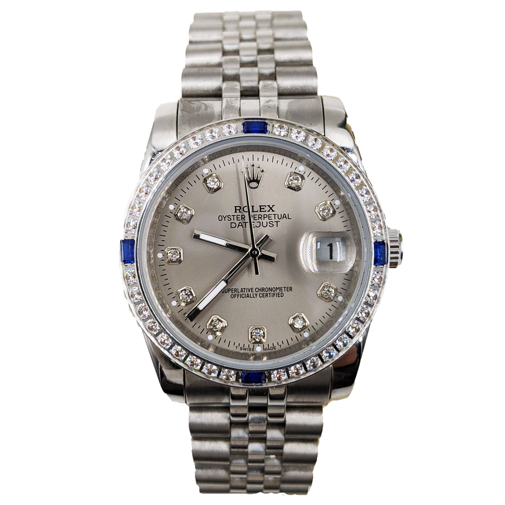 ᏒՕᏞΕХ Datejust Fond Gris Sertie