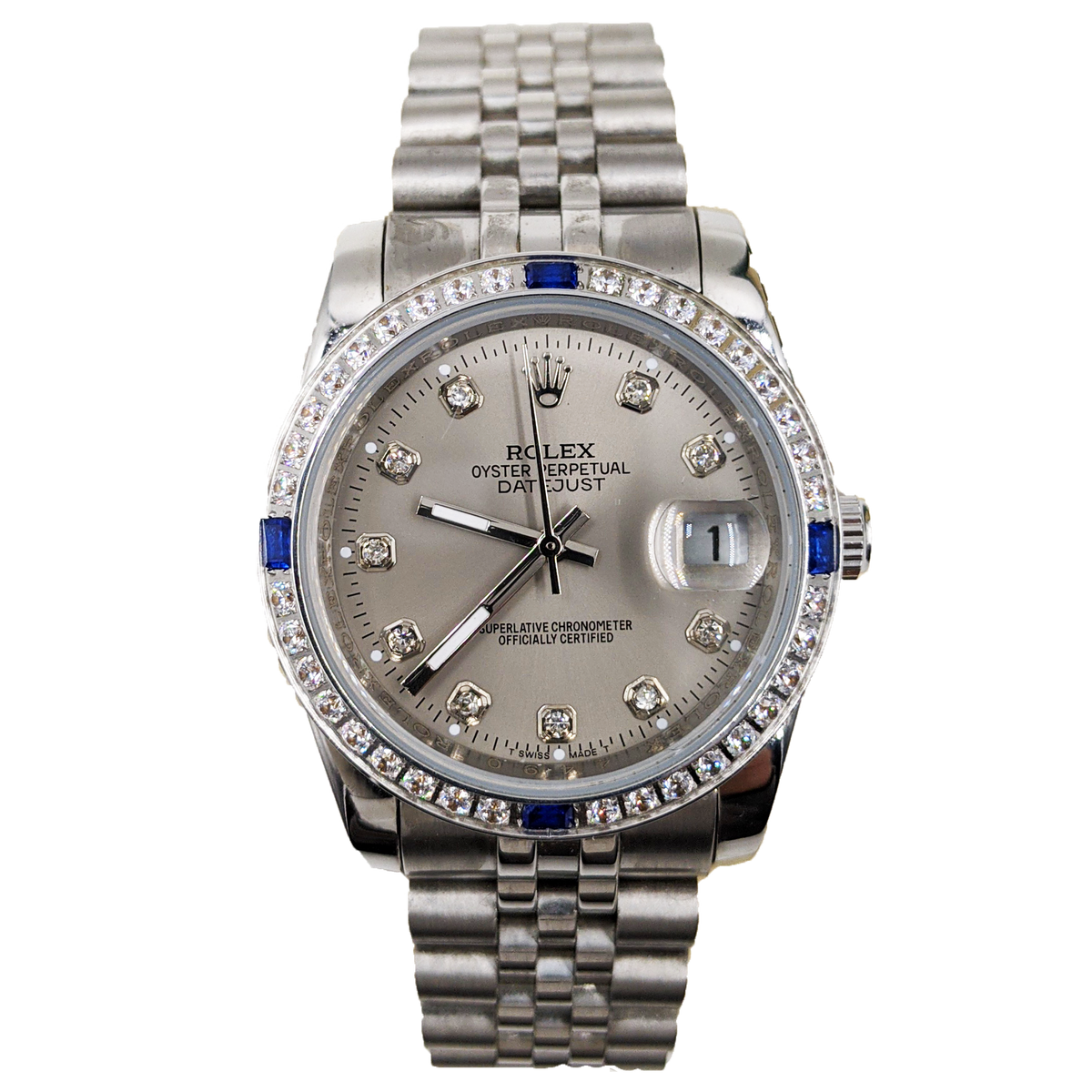 ᏒՕᏞΕХ Datejust Fond Gris Sertie