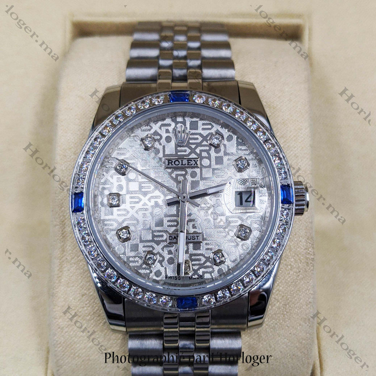 ᏒՕᏞΕХ Datejust Blanc Nacre gravé