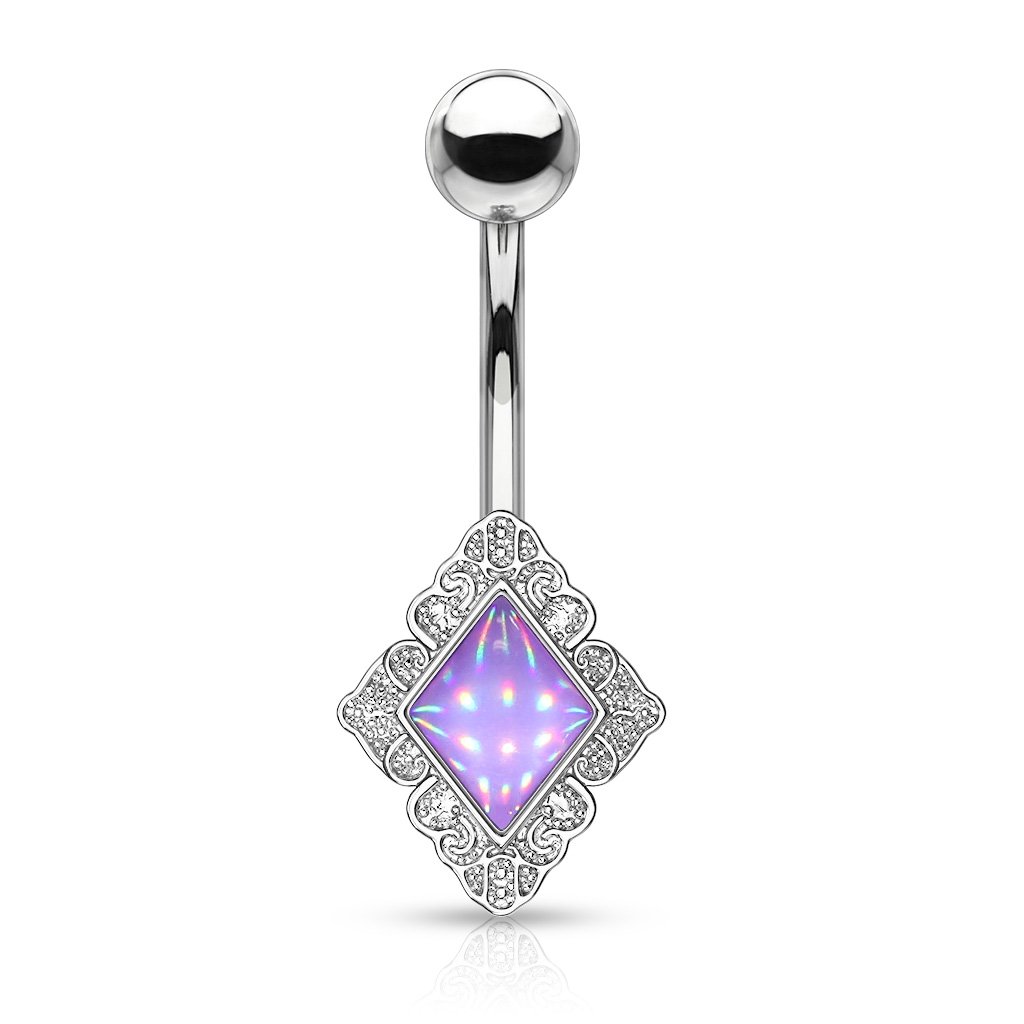 Iridescent Diamond Belly Button Ring