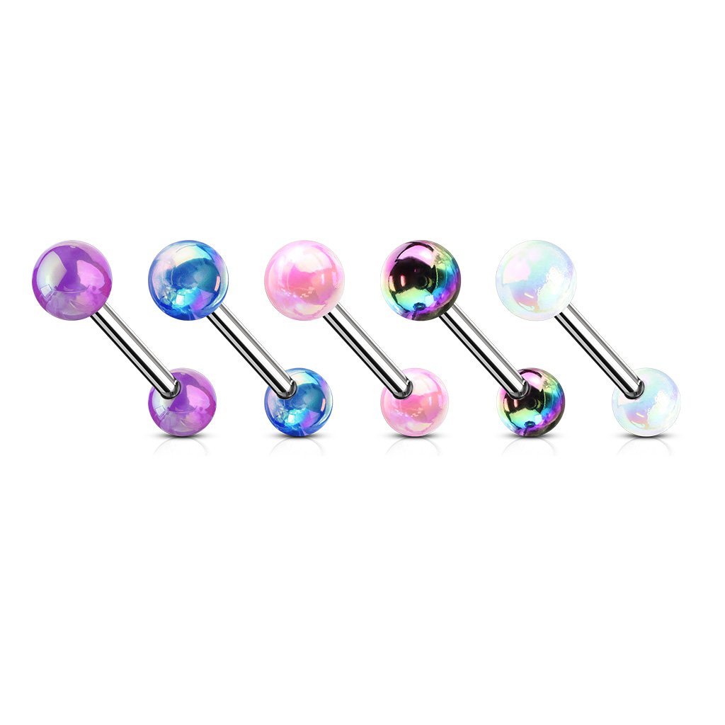 14 Gauge AB Coated Metallic Ball Straight Barbell
