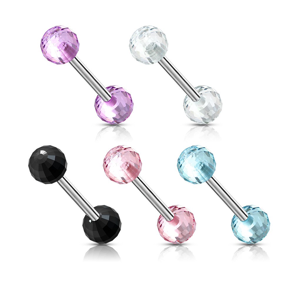 14 Gauge Acrylic Disco Ball Straight Barbell