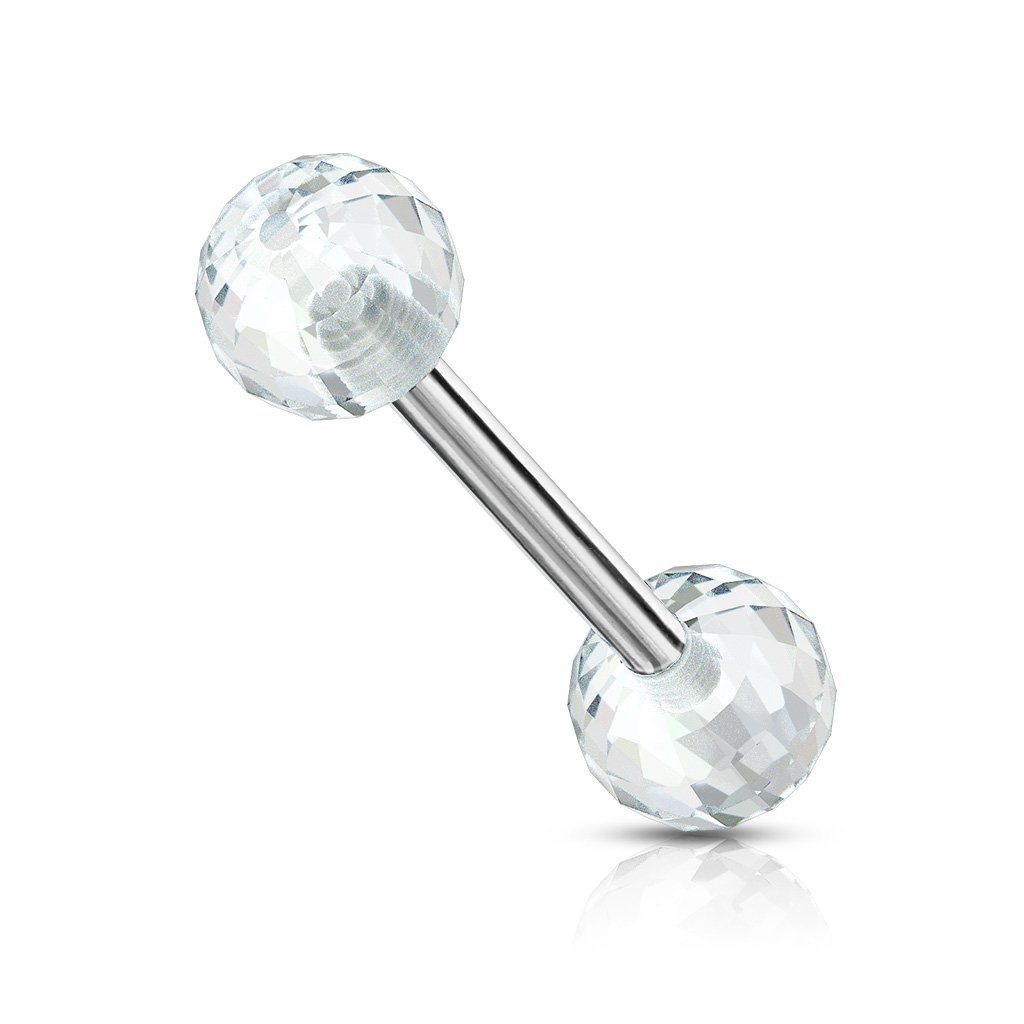 14 Gauge Acrylic Disco Ball Straight Barbell