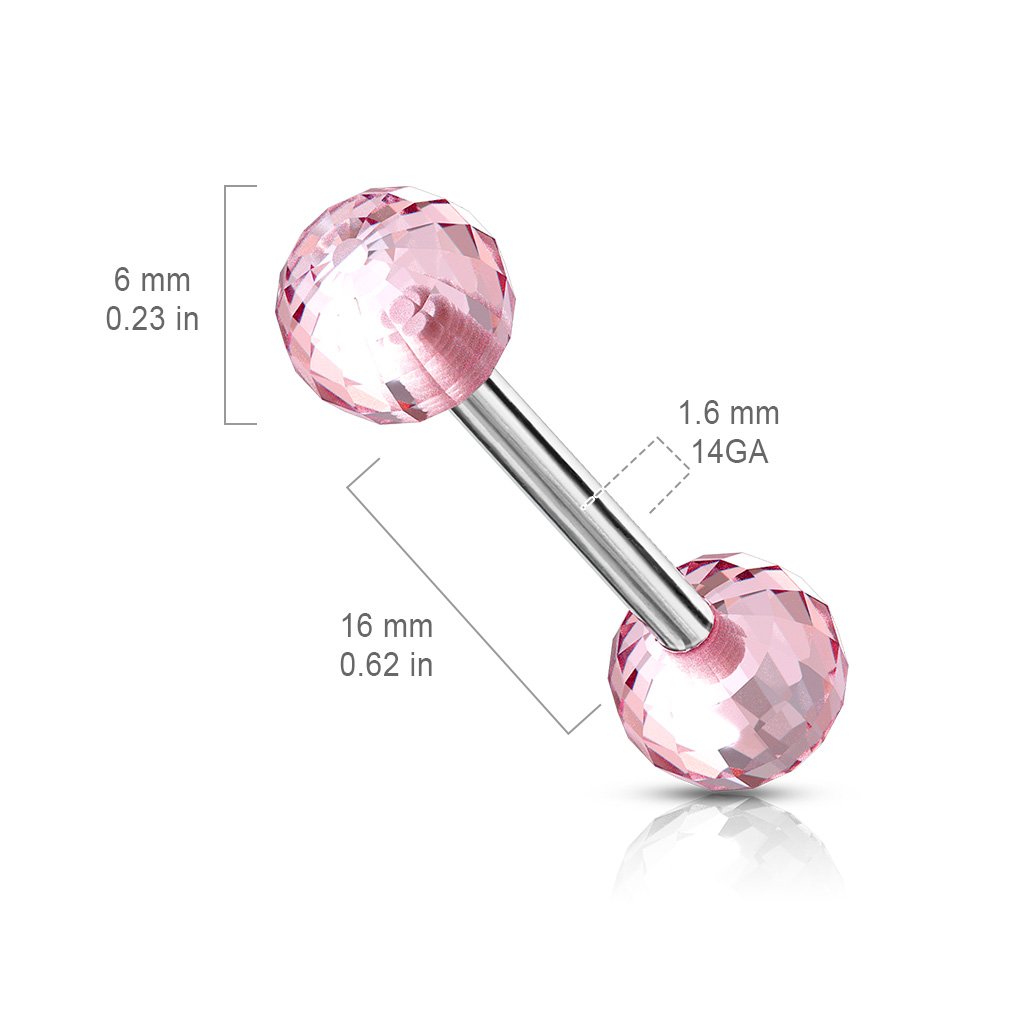 14 Gauge Acrylic Disco Ball Straight Barbell