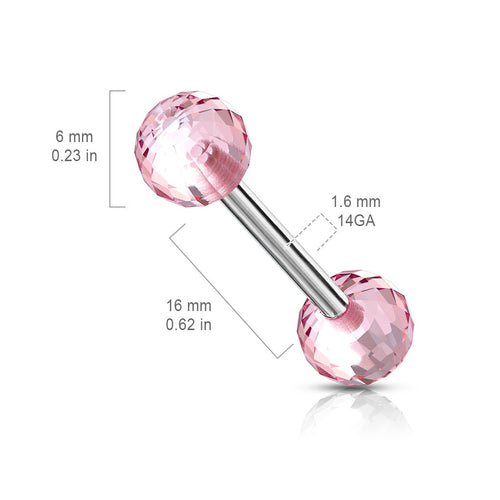 14 Gauge Acrylic Disco Ball Straight Barbell
