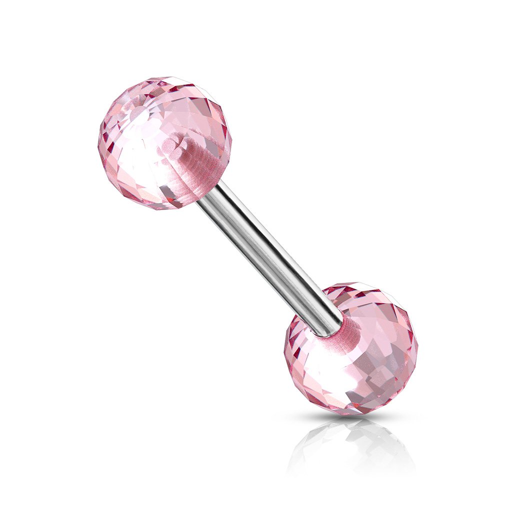 14 Gauge Acrylic Disco Ball Straight Barbell