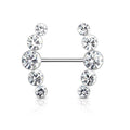 14 Gauge Double Row Gemstone Barbell Nipple Ring