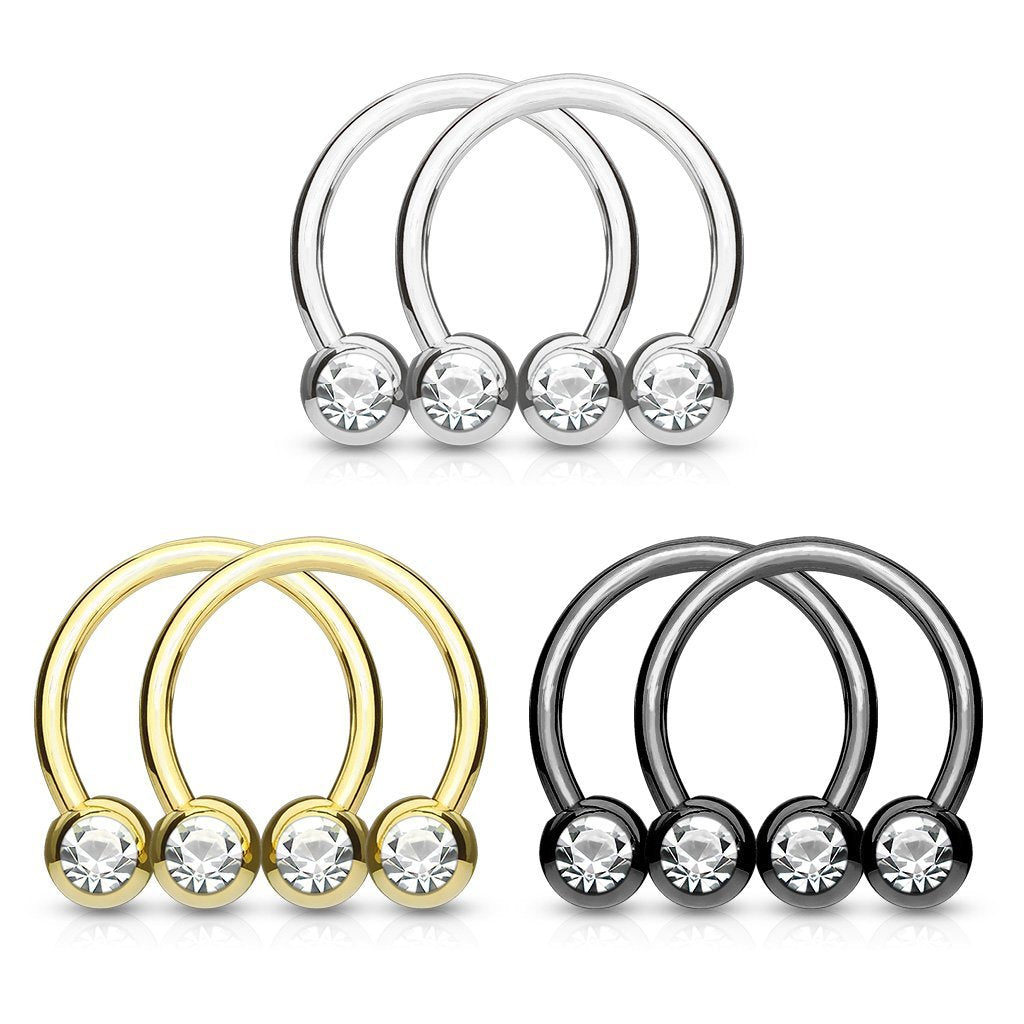 14 Gauge Front Facing Crystal Circular Barbell