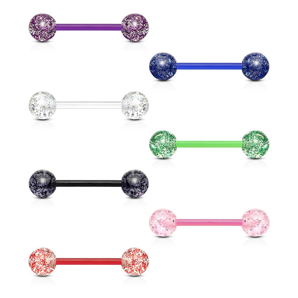 14 Gauge Glitter Balls Flexible PTFE Barbell