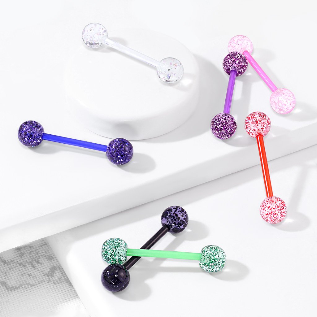 14 Gauge Glitter Balls Flexible PTFE Barbell
