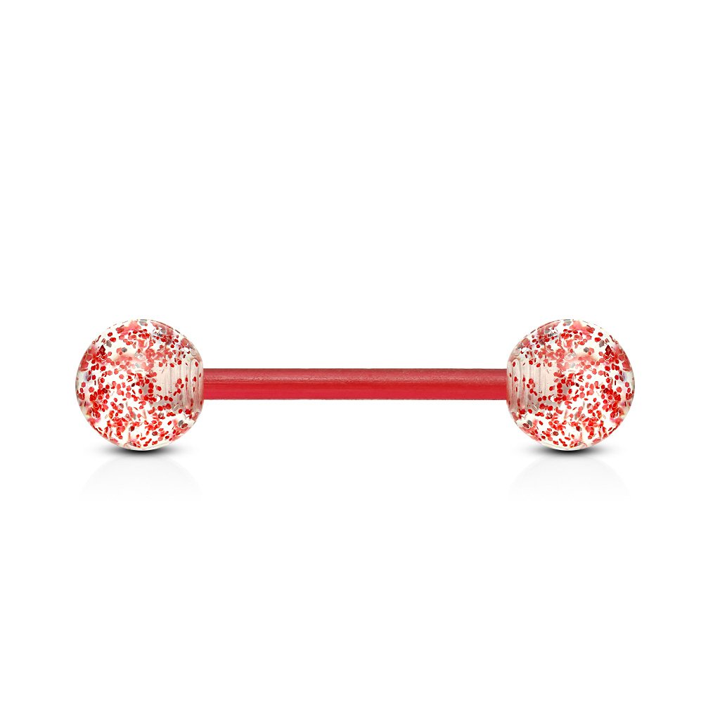 14 Gauge Glitter Balls Flexible PTFE Barbell