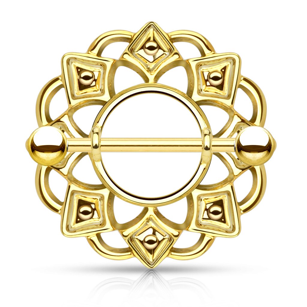14 Gauge Gold Tribal Nipple Shield