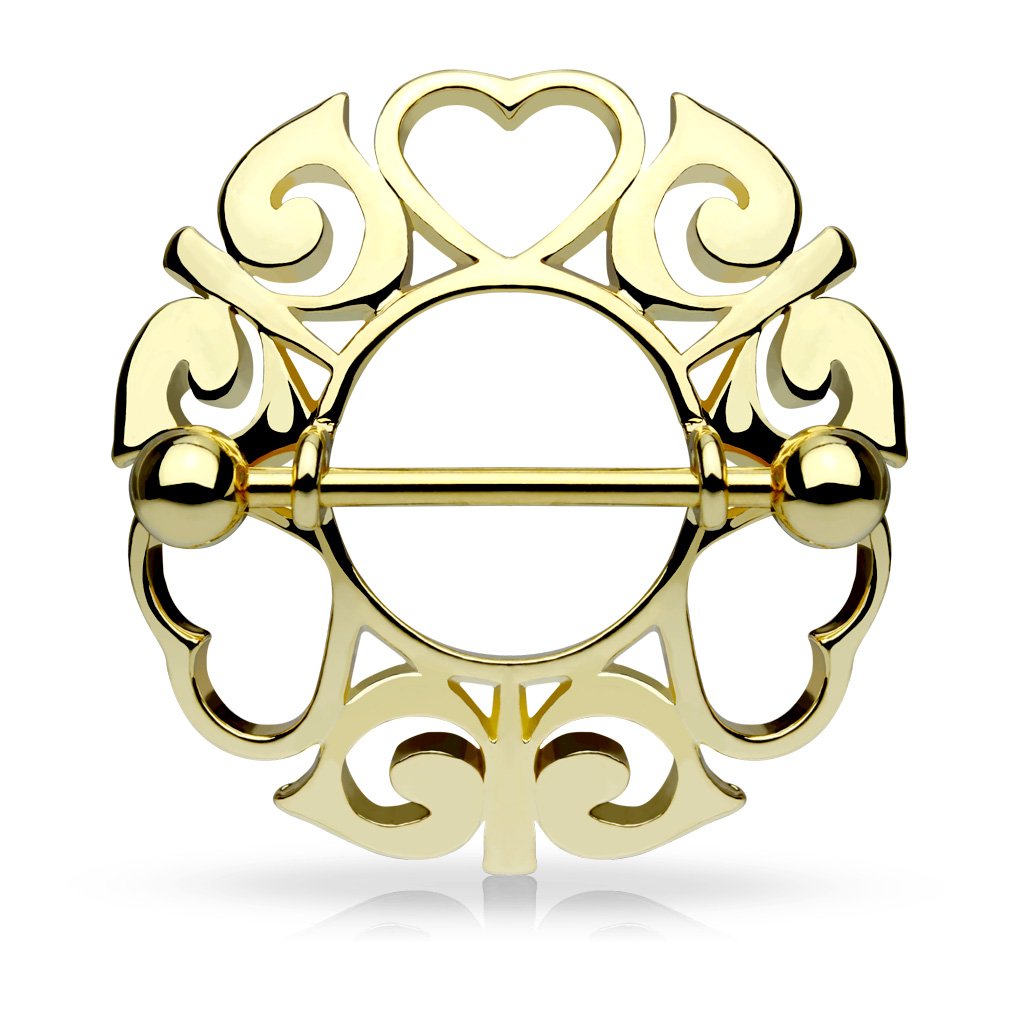 14 Gauge Golden Hearts Nipple Shield