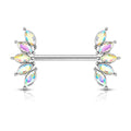14 Gauge Marquise Flower Gemstone Barbell Nipple Ring