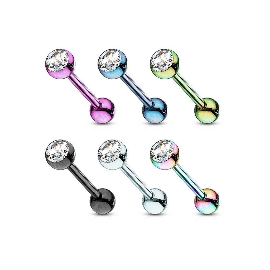 14 Gauge Press Fit PVD Crystal Barbell