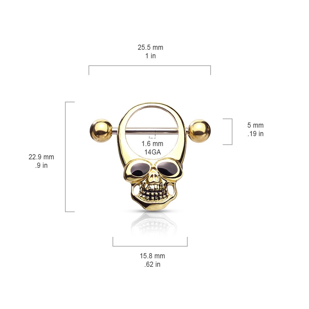 14 Gauge Spooky Skull Nipple Shield Barbell