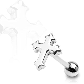 14 Gauge Surgical Steel Cross Top Tongue Barbell