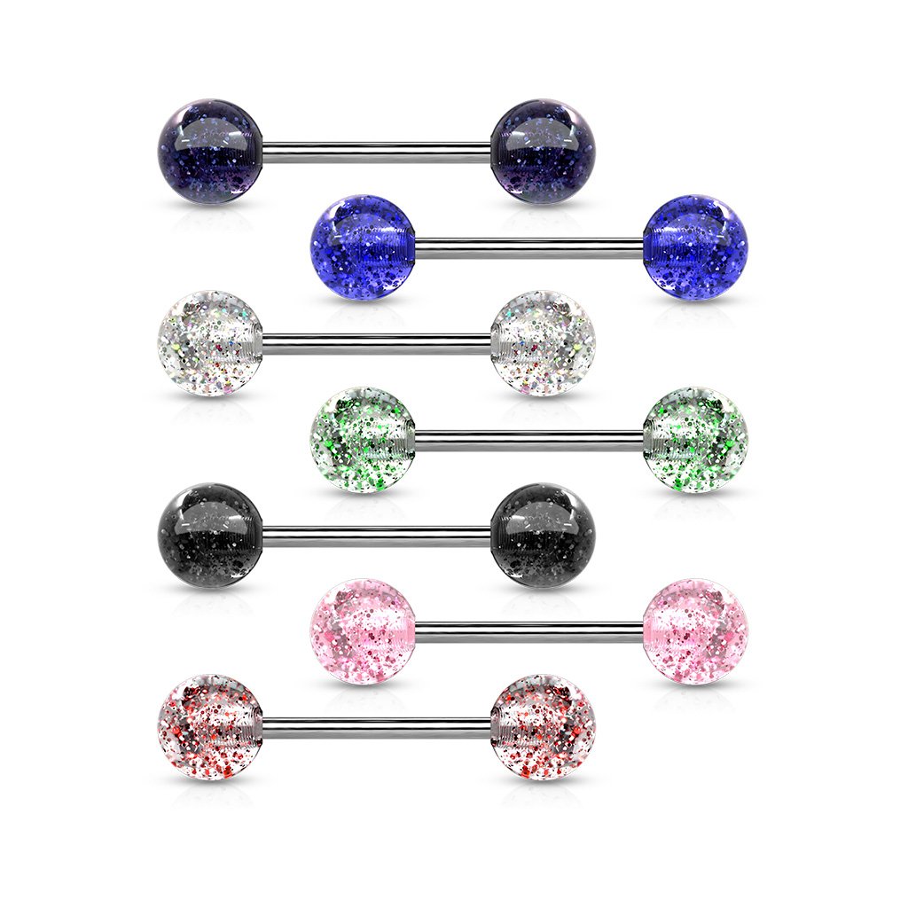 14 Gauge Surgical Steel Glitter Ball Barbell