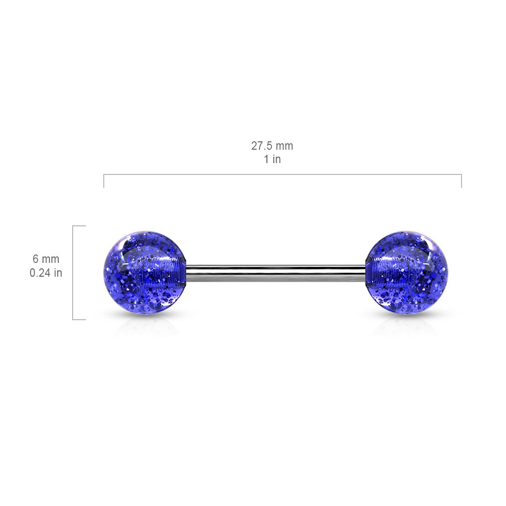 14 Gauge Surgical Steel Glitter Ball Barbell