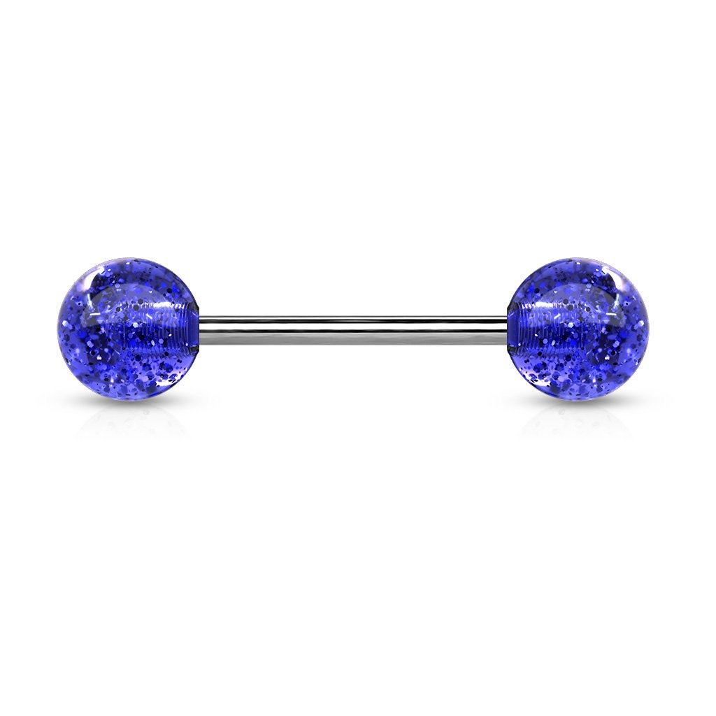 14 Gauge Surgical Steel Glitter Ball Barbell