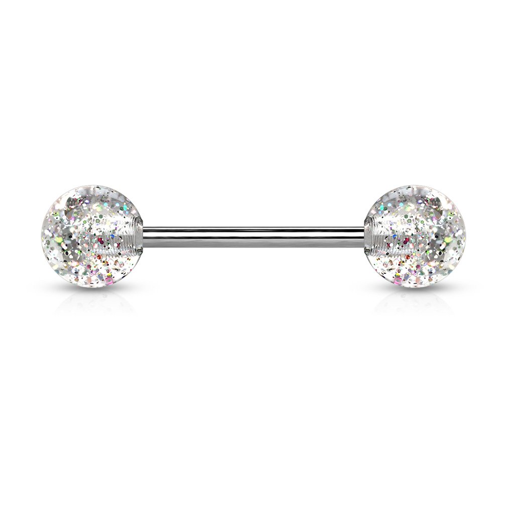 14 Gauge Surgical Steel Glitter Ball Barbell