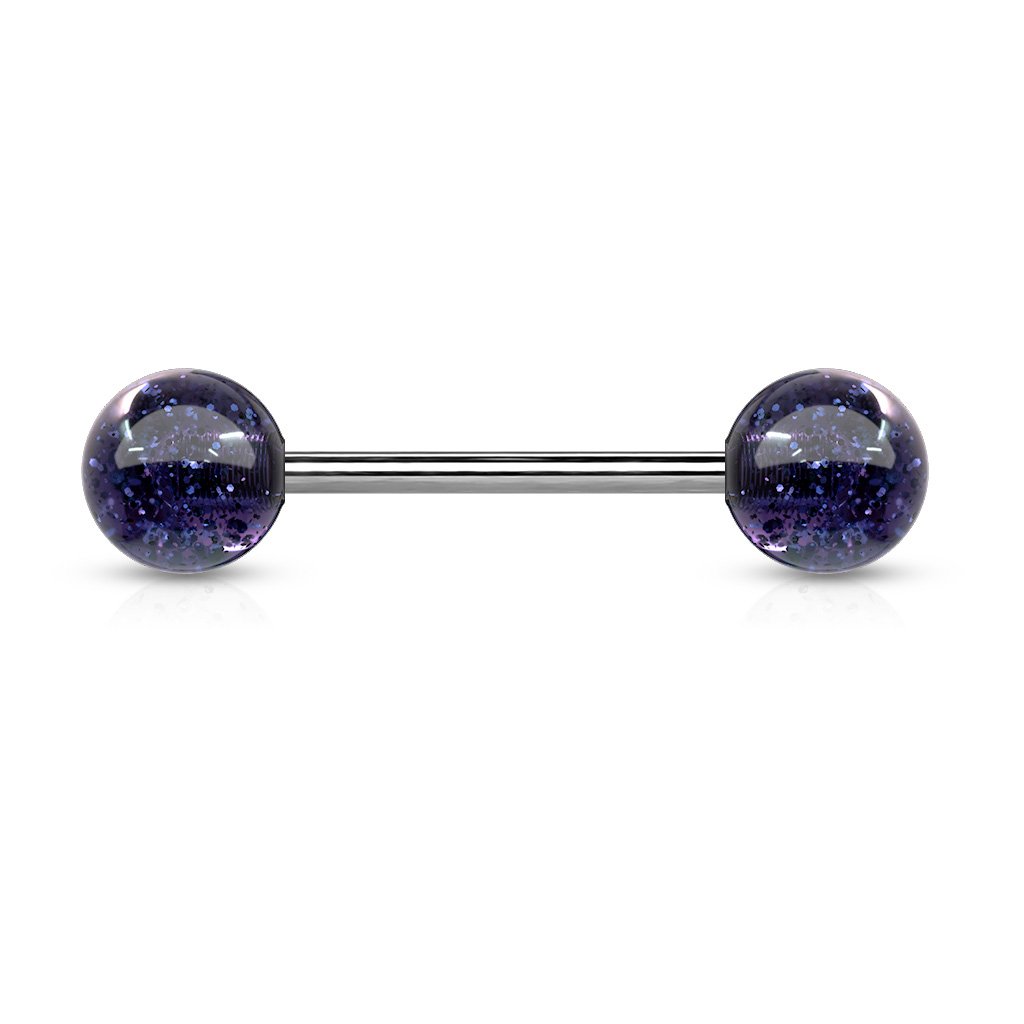 14 Gauge Surgical Steel Glitter Ball Barbell