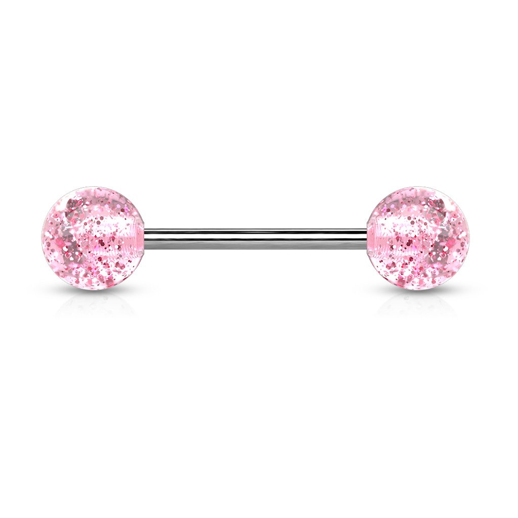 14 Gauge Surgical Steel Glitter Ball Barbell
