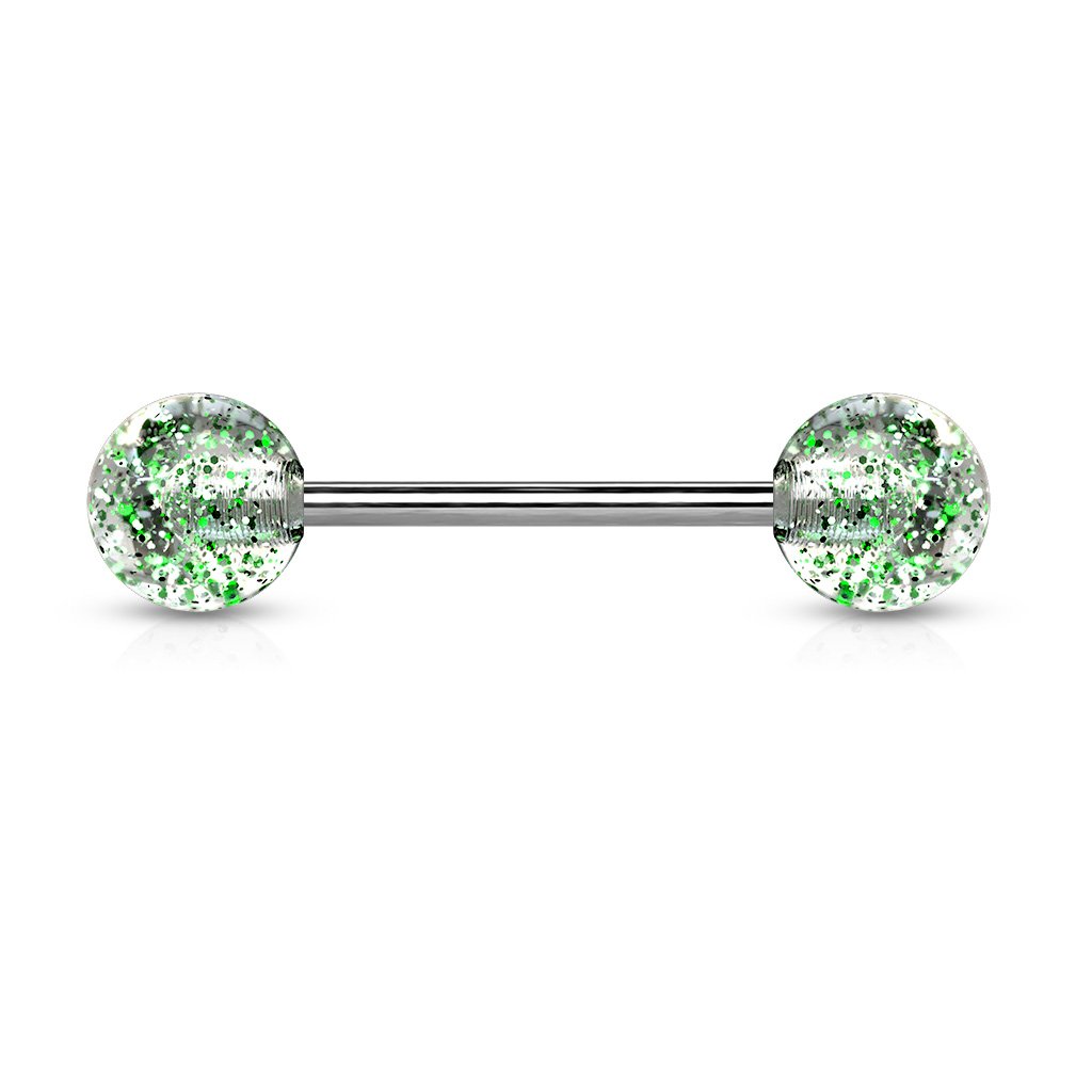14 Gauge Surgical Steel Glitter Ball Barbell