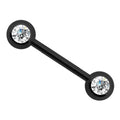 14 Gauge Titanium IP Double Crystal Barbell - Black
