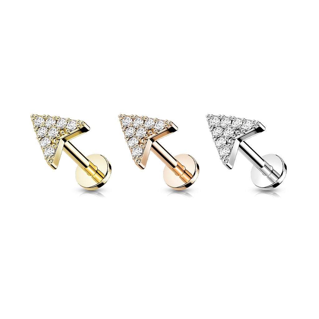16 Gauge Crystal Chevron Internally Threaded Stud