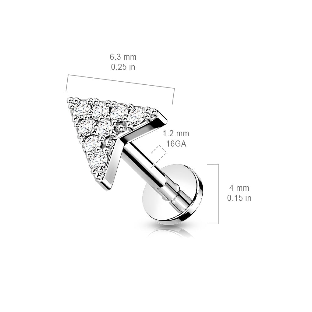 16 Gauge Crystal Chevron Internally Threaded Stud