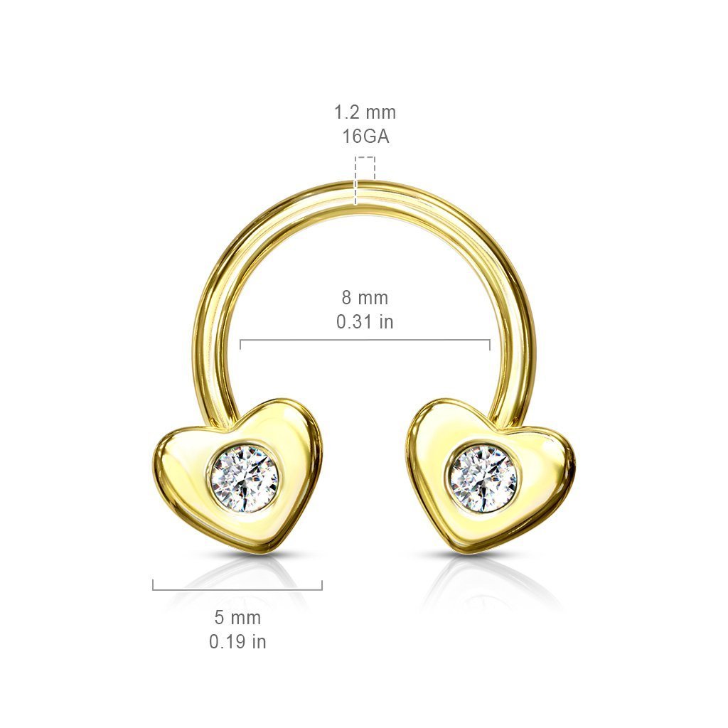 16 Gauge Crystal Heart Horseshoe Barbell